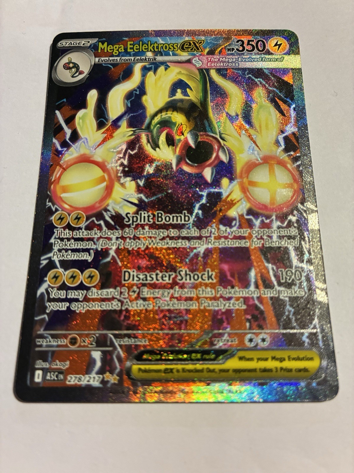 Mega Eelektross Ex 278/217 Special Illustration Rare Ascended Heroes Near Mint🔥 Mega Eelektross Ex 278/217 Special Illustration Rare Ascended Heroes Near Mint🔥
