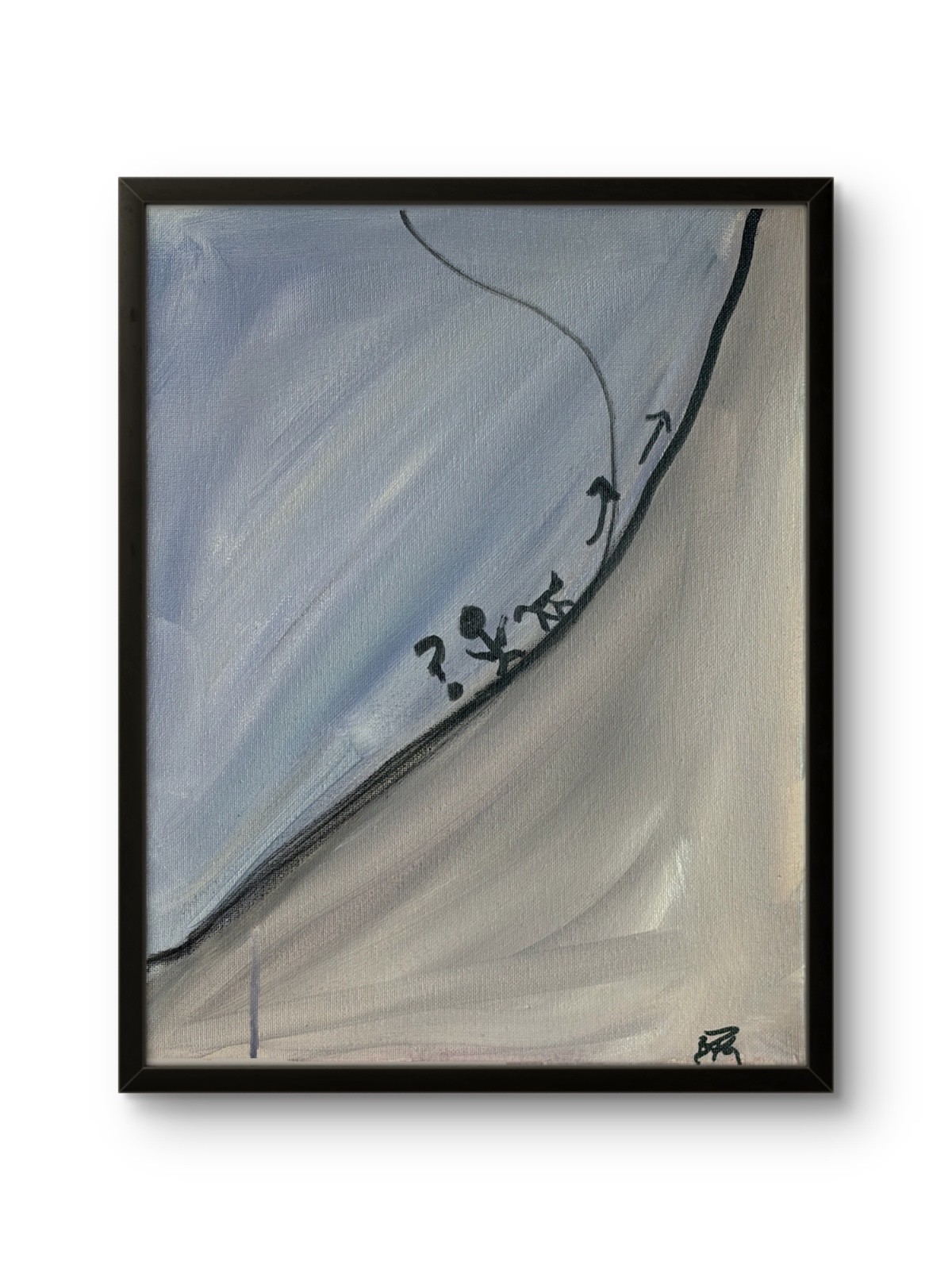 B.Perry Original 14x11 Expressionist Skatepark Ramp Figures Painting Signed Wall