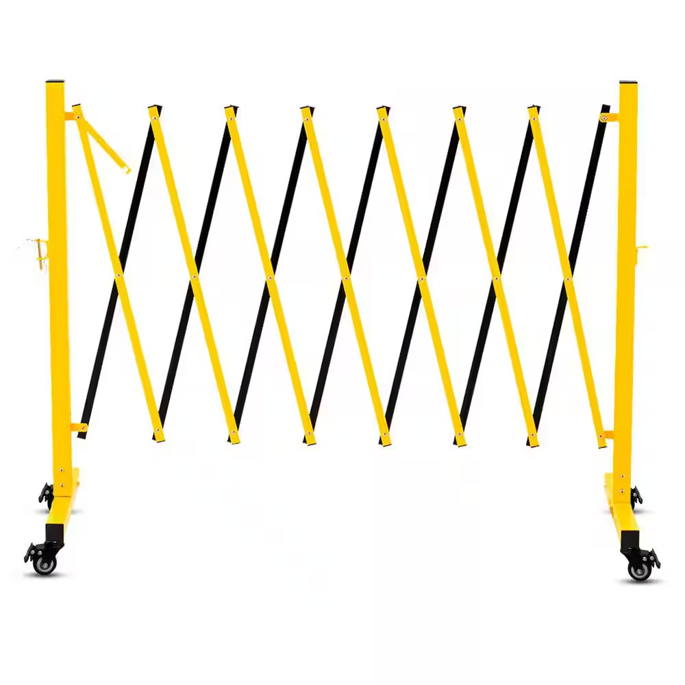 11 Ft. X 3.4 Ft. Yellow and Black Metal Expandable Barricade, Folding Security G