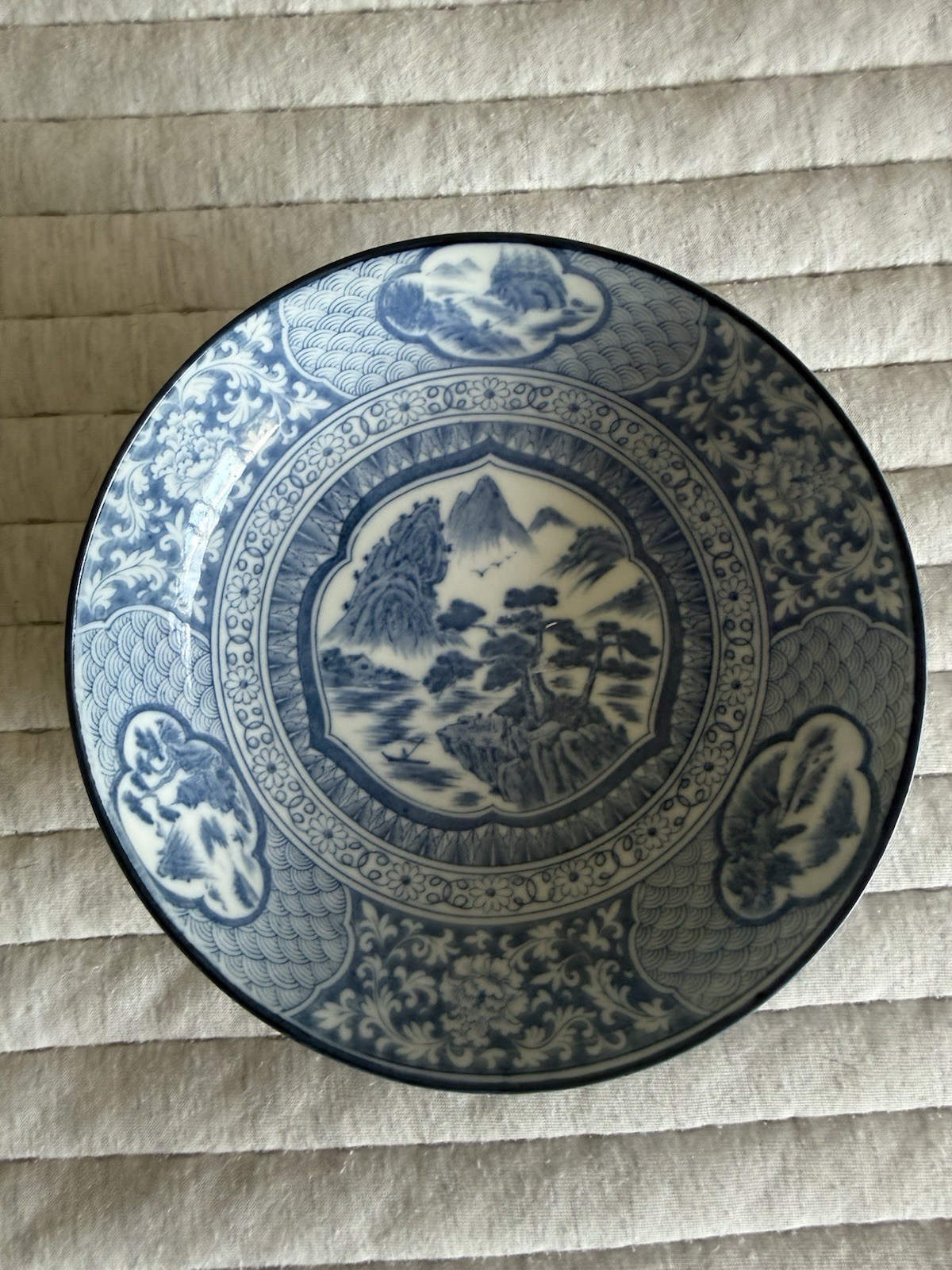 Vintage Japanese Arita Blue And White Porcelain Landscape Vintage Japanese Arita Blue And White Porcelain Landscape
