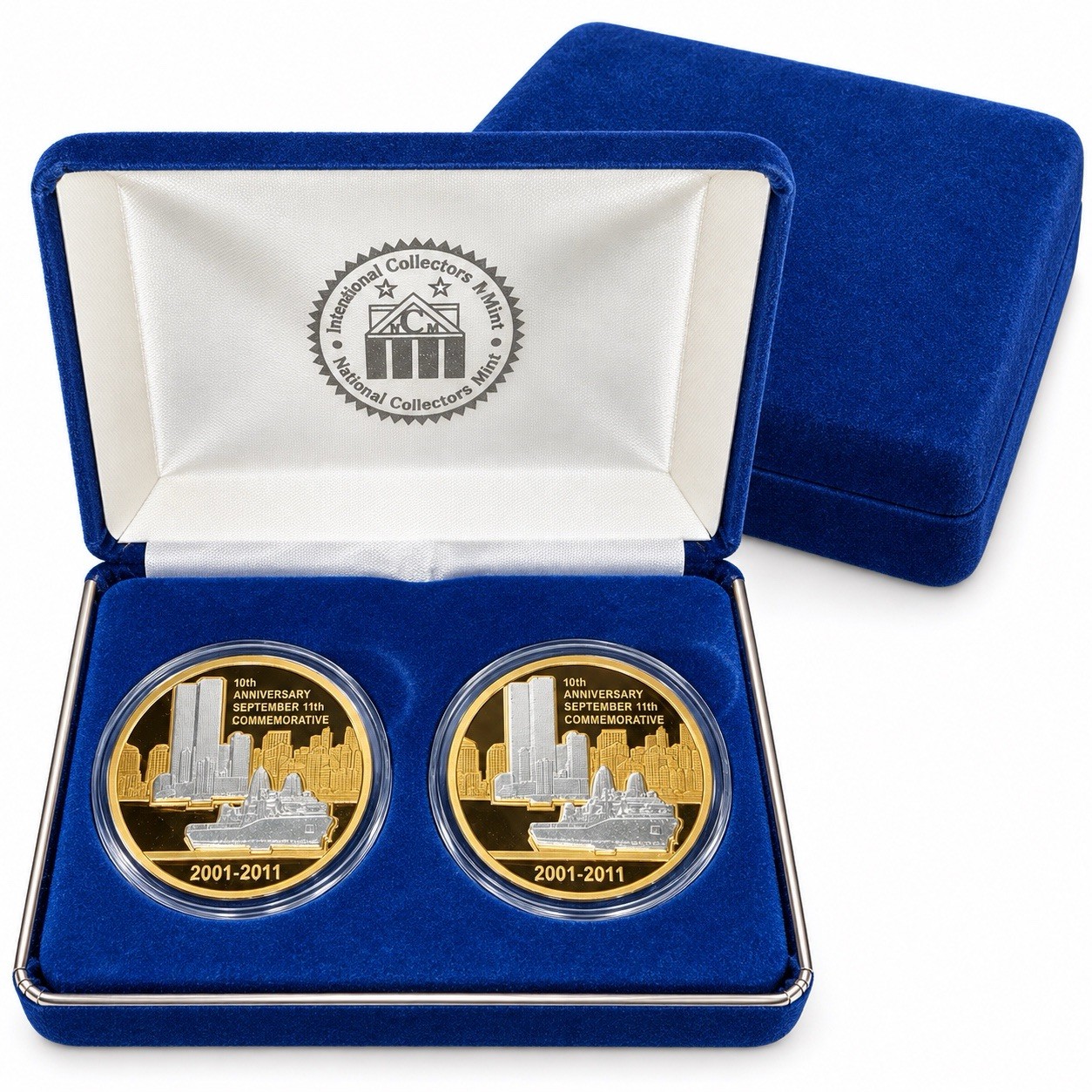 International Collectors Mint 9/11 10th Anniversary Medal Set (2) 2001-2011 Box International Collectors Mint 9/11 10th Anniversary Medal Set (2) 2001-2011 Box