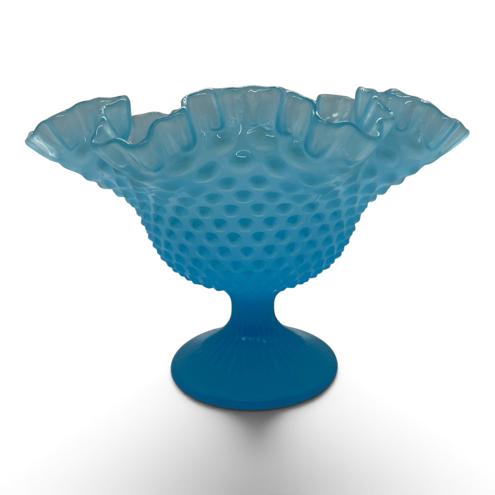 Vintage Fenton Blue Opalescent Hobnail Glass 9.5\