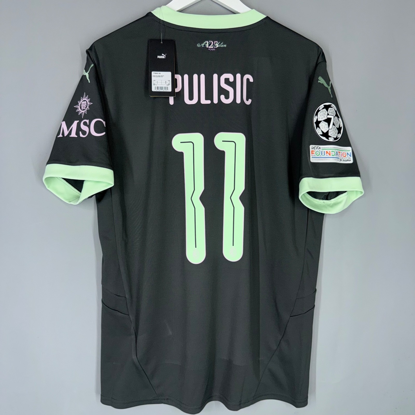 BNWT AC MILAN ITALY 2024 2025 THIRD FOOTBALL SHIRT JERSEY MAGLIA #11 PULISIC