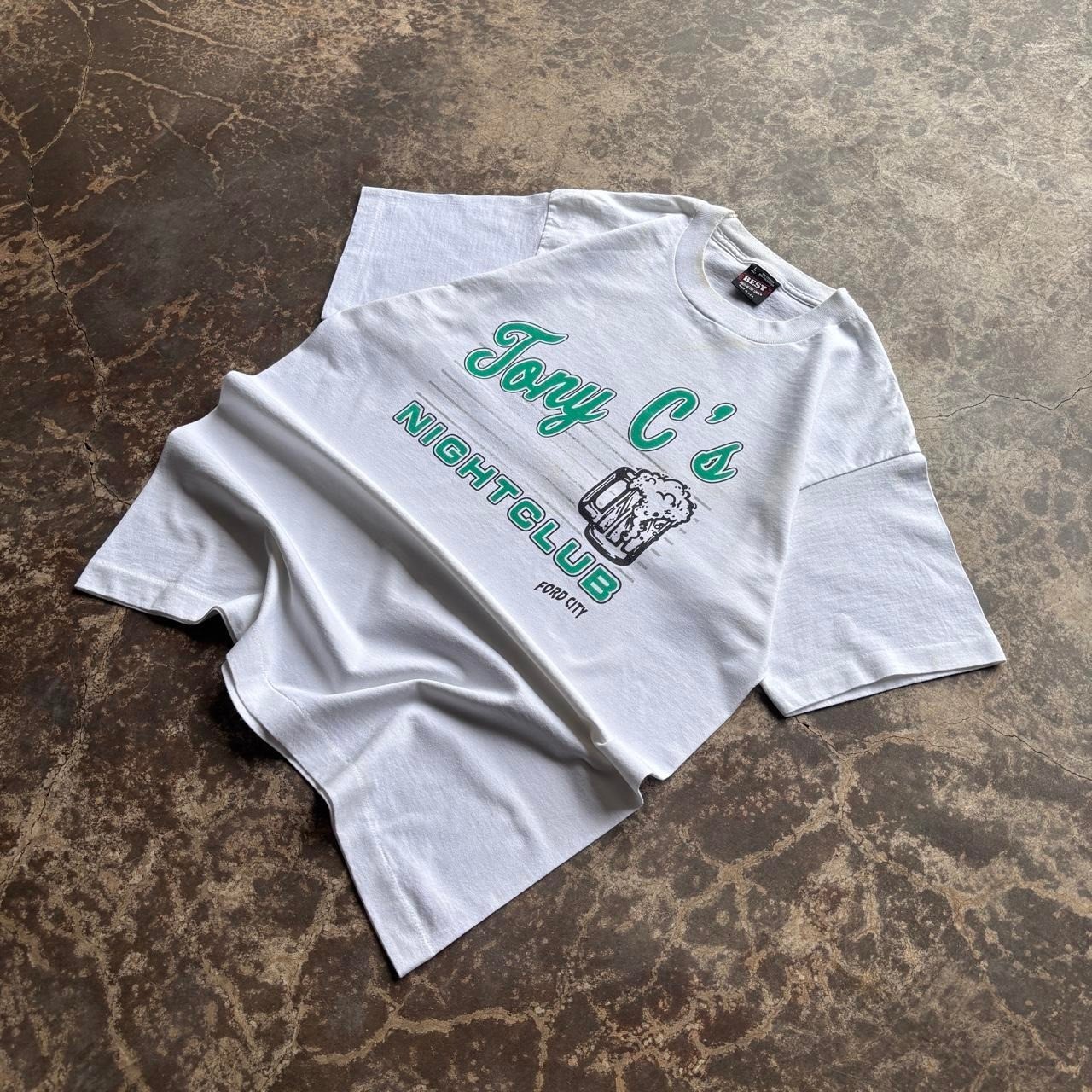 Vintage 90s Tony C\'s Nightclub T-Shirt Mens Large White Single Stitch USA Made Vintage 90s Tony C\'s Nightclub T-Shirt Mens Large White Single Stitch USA Made