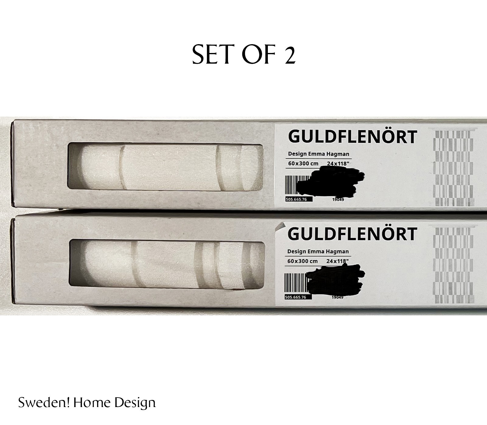 Ikea GULDFLENORT - SET of 2 - Panel curtain, white, 24x118 