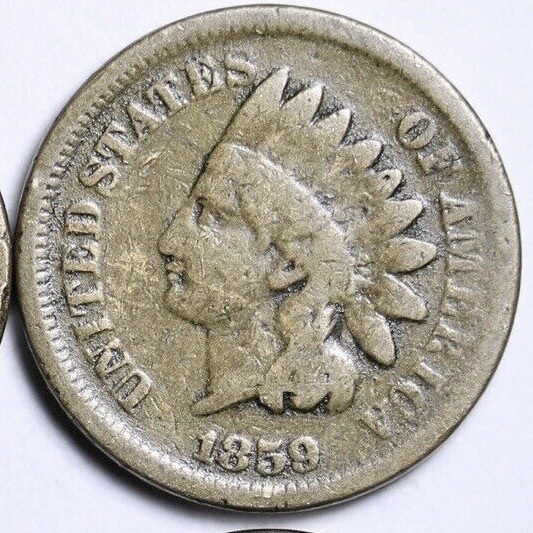 1859 CN INDIAN HEAD CENT PENNY G/VG  LOWEST PRICES ON THE BAY =