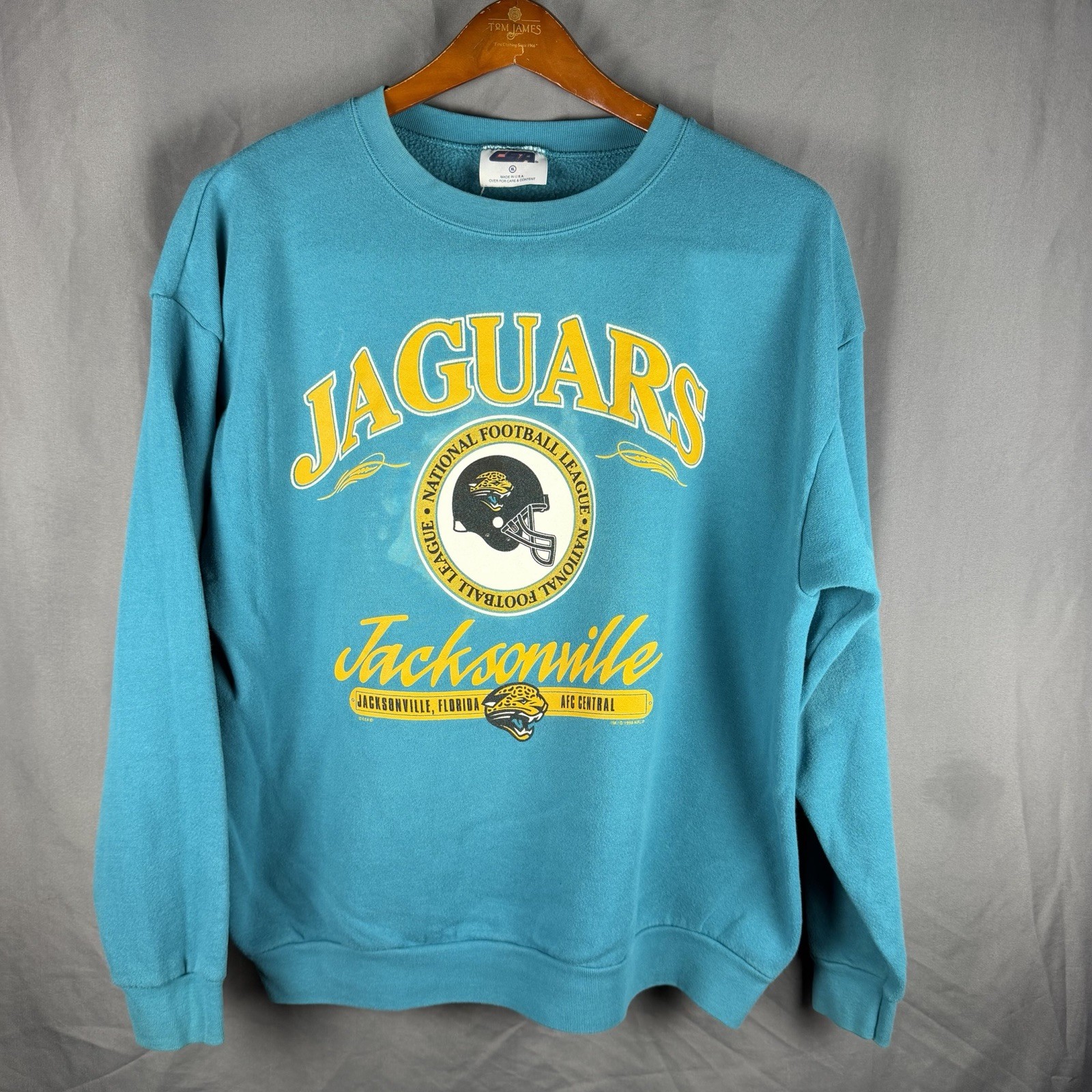 Vintage Jacksonville Jaguars Crewneck Sweatshirt CSA XL  USA Made 90s Distressed