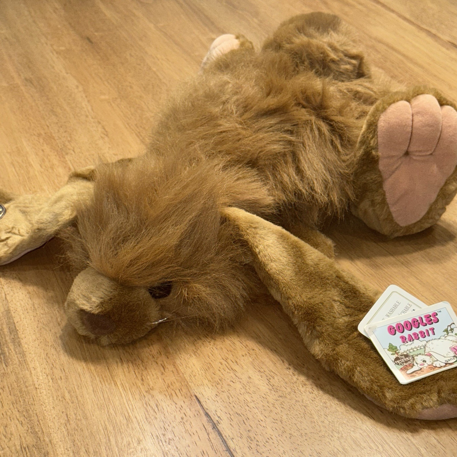 Vintage 1989 Ganz Heritage GOOGLES plush fluffy brown BUNNY RABBIT has Tags