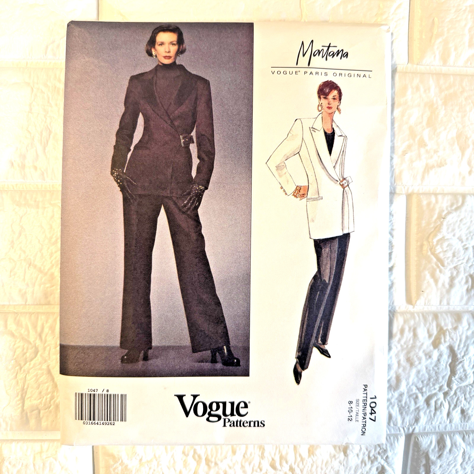 Vtg Vogue Paris Original Sewing Pattern 1047 Sz 8 10 12 Montana 90s Power Suit