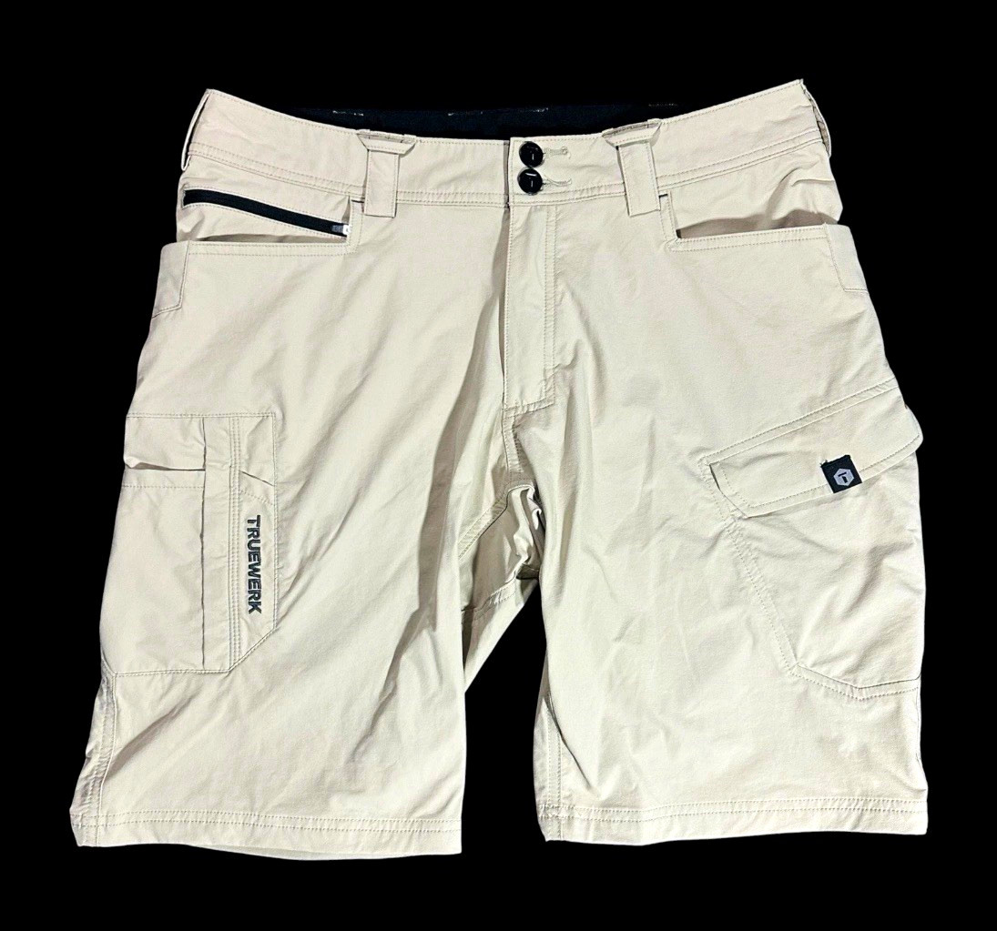 Truewerk Men\'s Size 34x11 T1 Werkshorts Cargo Work Utility Pockets Beige Stretch