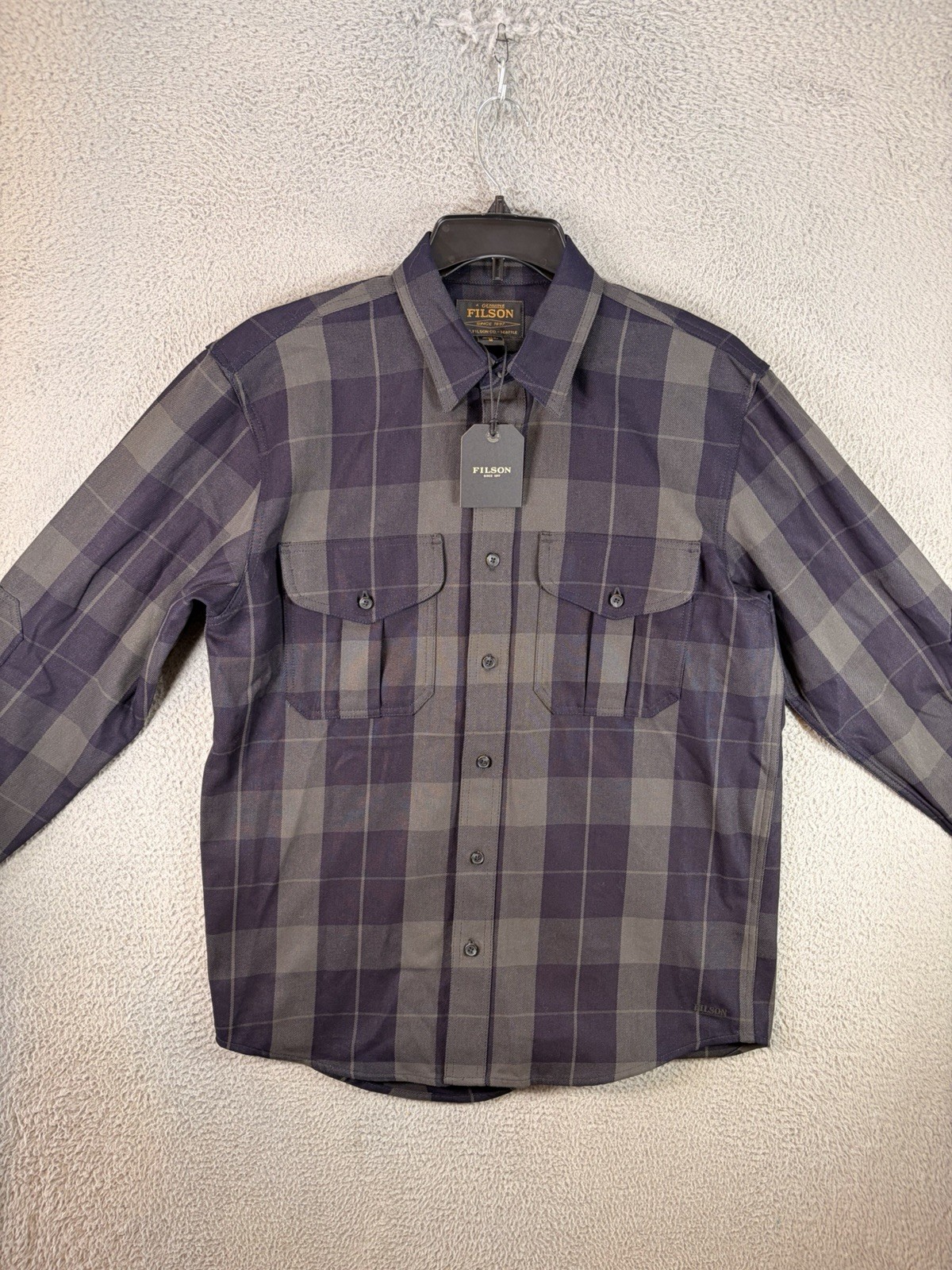 Filson Alaskan Guide Flannel Shirt Mens Medium Blue Midnight Plaid Cotton NWT