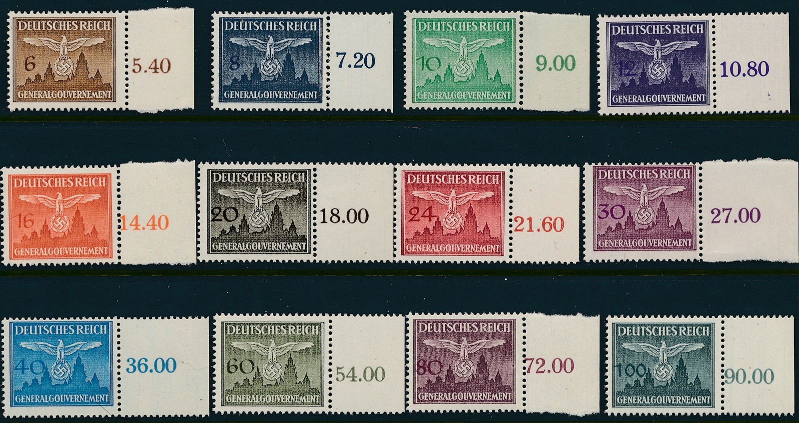 Stamp Germany Poland General Gov\'t Official Mi 25-36 Sc NO25-36 WWII War CR MNH