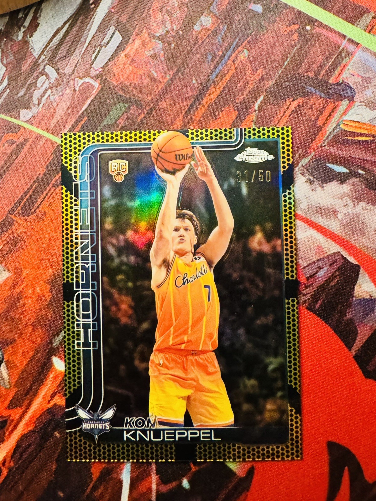2025-26 Topps Chrome Update  Kon Knueppel Gold Basketball Refractor /50 Hornets