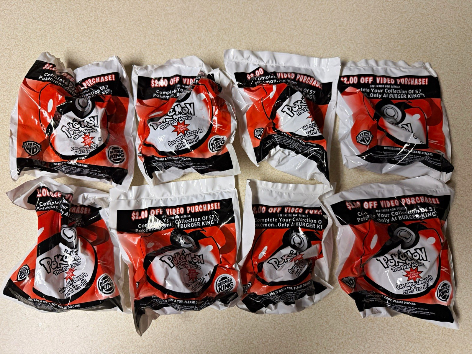 Burger King Pokemon The First Movie Toy Packs 2000 Sealed Vintage Lot of 7