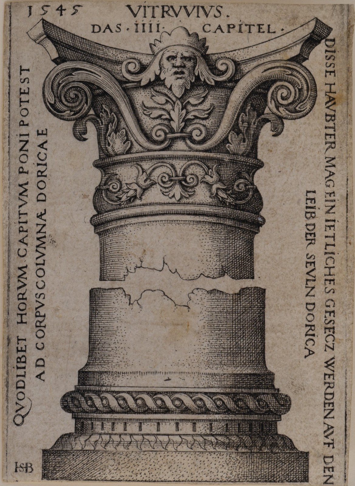 Hans Sebald Beham. CAPITAL AND BASE OF A COLUMN 1545