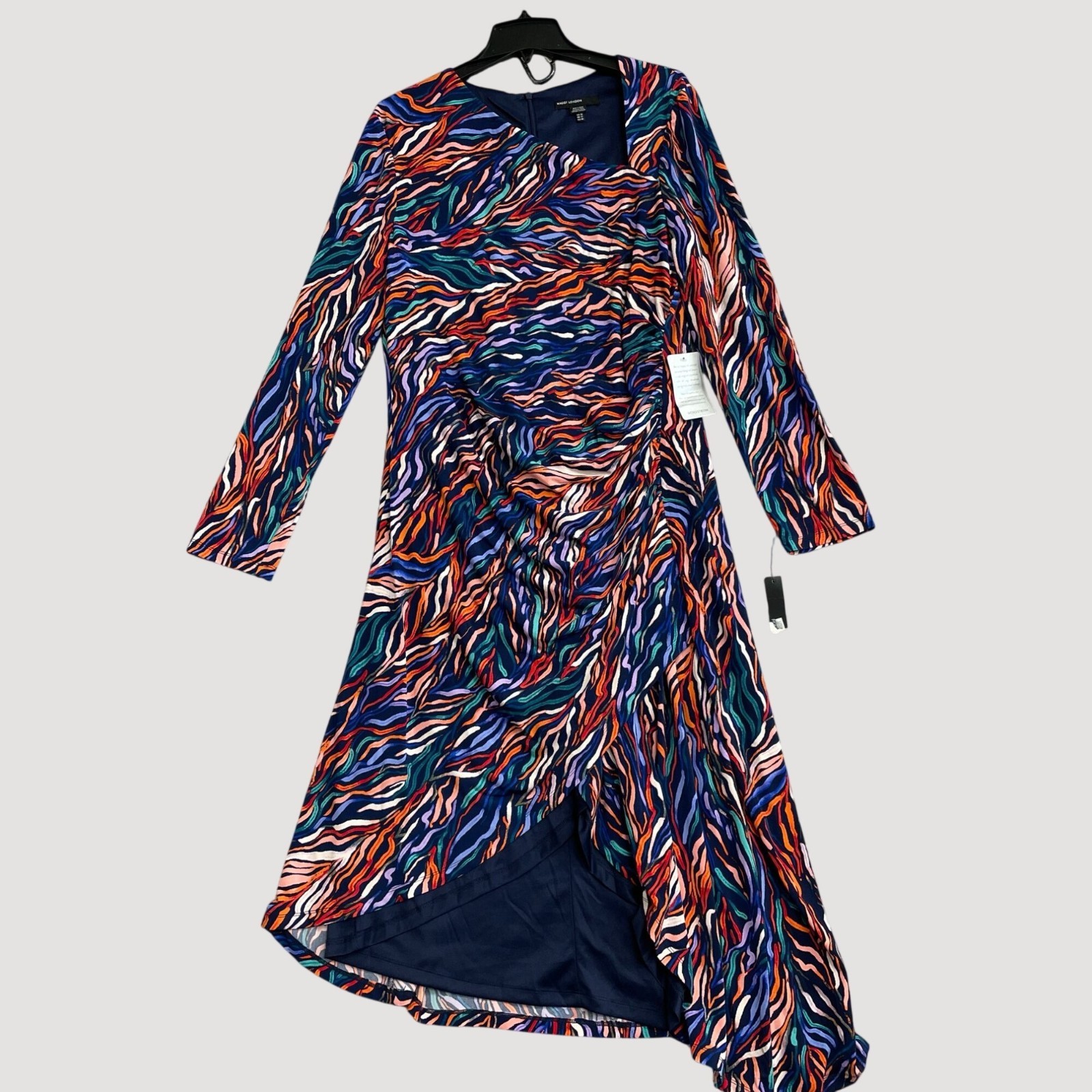 NWT Maggy London Women\'s 18 Long Sleeve Multicolor Abstract Midi Dress P0430 NWT Maggy London Women\'s 18 Long Sleeve Multicolor Abstract Midi Dress P0430