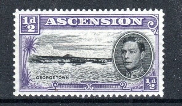 Ascension 1938-53 1/2d Georgetown with torpedo flaw   SG 38bb MH
