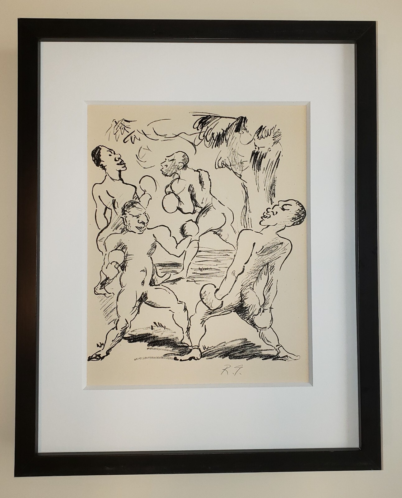 RUDOLF GROSSMANN Original HAND SIGNED German Expressionist LITHOGRAPH 1919 Frame