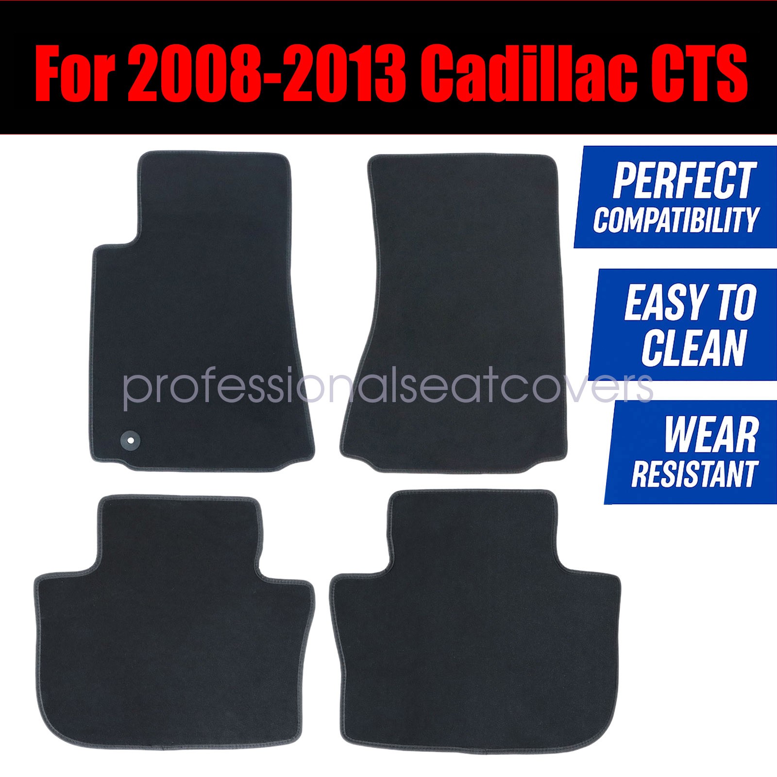 4Pcs Floor Mats Carpet Fits 2008 2009 2010 2011 2012 2013 Cadillac CTS Velour