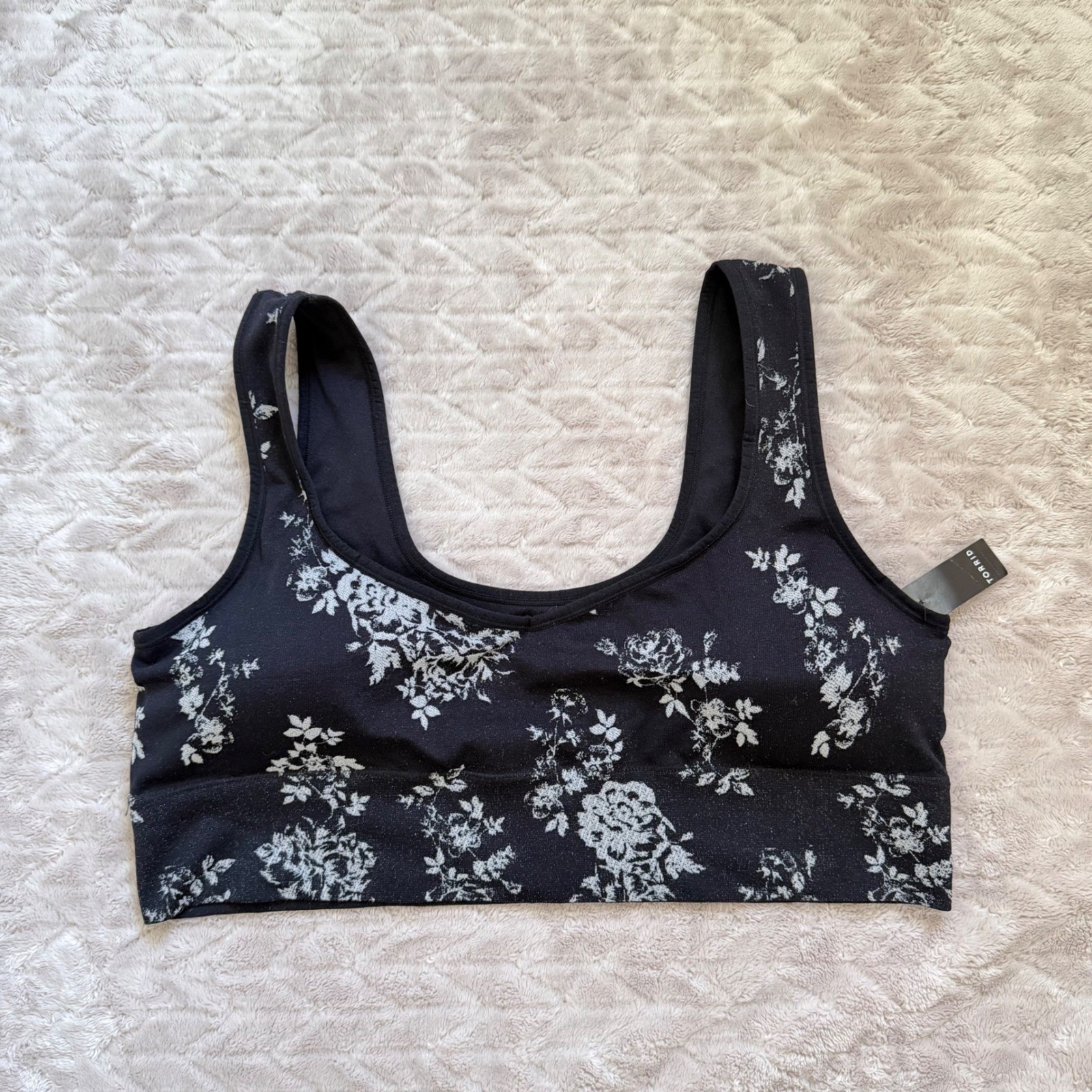 Torrid LL Seamless Sweetheart Bralette Rich Black Floral Plus Size 4 NEW