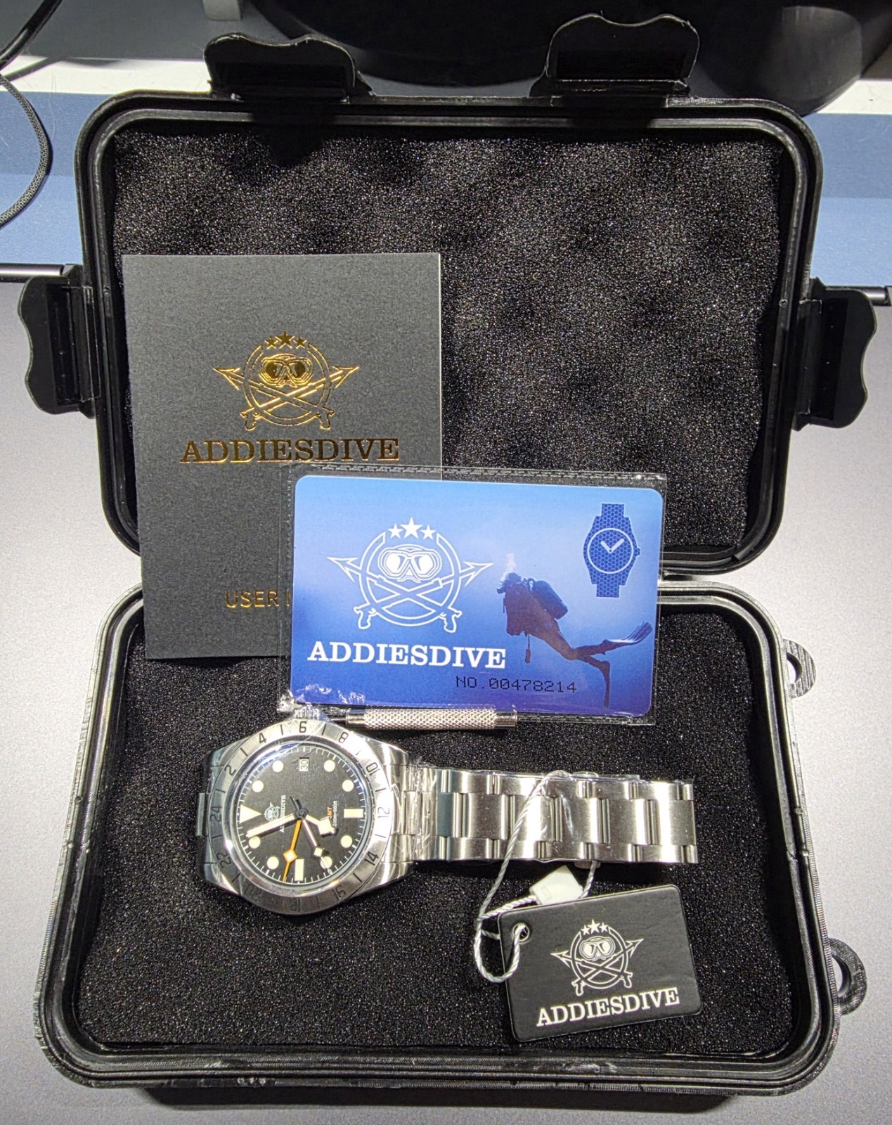 ADDIESDIVE AD2035 GMT Dive Watch Swiss Ronda 515-24H Quartz 200M Black Dial 39mm