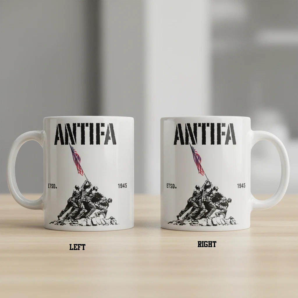 Antifa estd 1945 Mug - Patriotic AntiFascist, Pro Democracy Liberal Protest