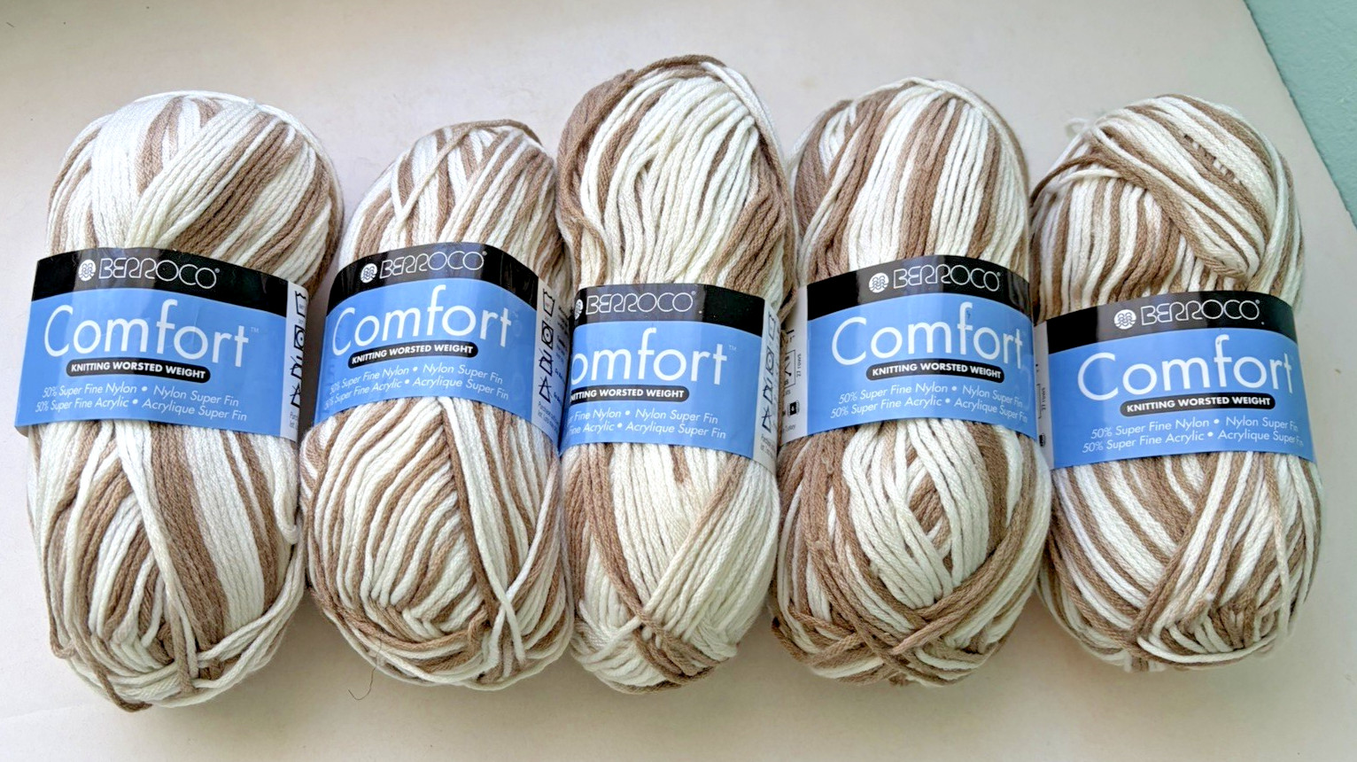 5 - Berroco Comfort Print  - #9804 Mixed Nuts - Acrylic / Nylon 3.5 oz / 210 yds
