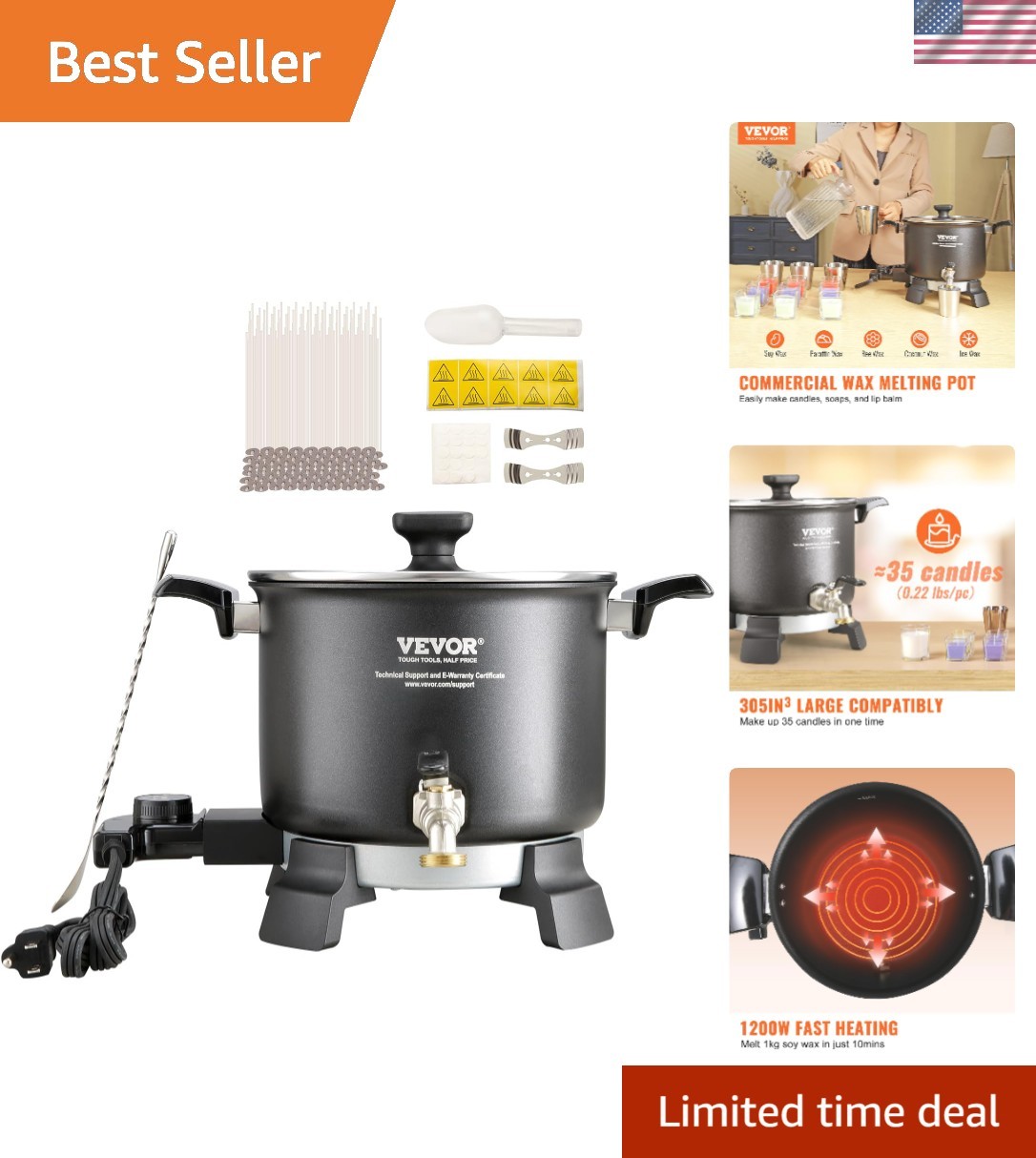 Complete Candle Making Kit: 5L Wax Melter with Accessories & Insulation Reminder Complete Candle Making Kit: 5L Wax Melter with Accessories & Insulation Reminder