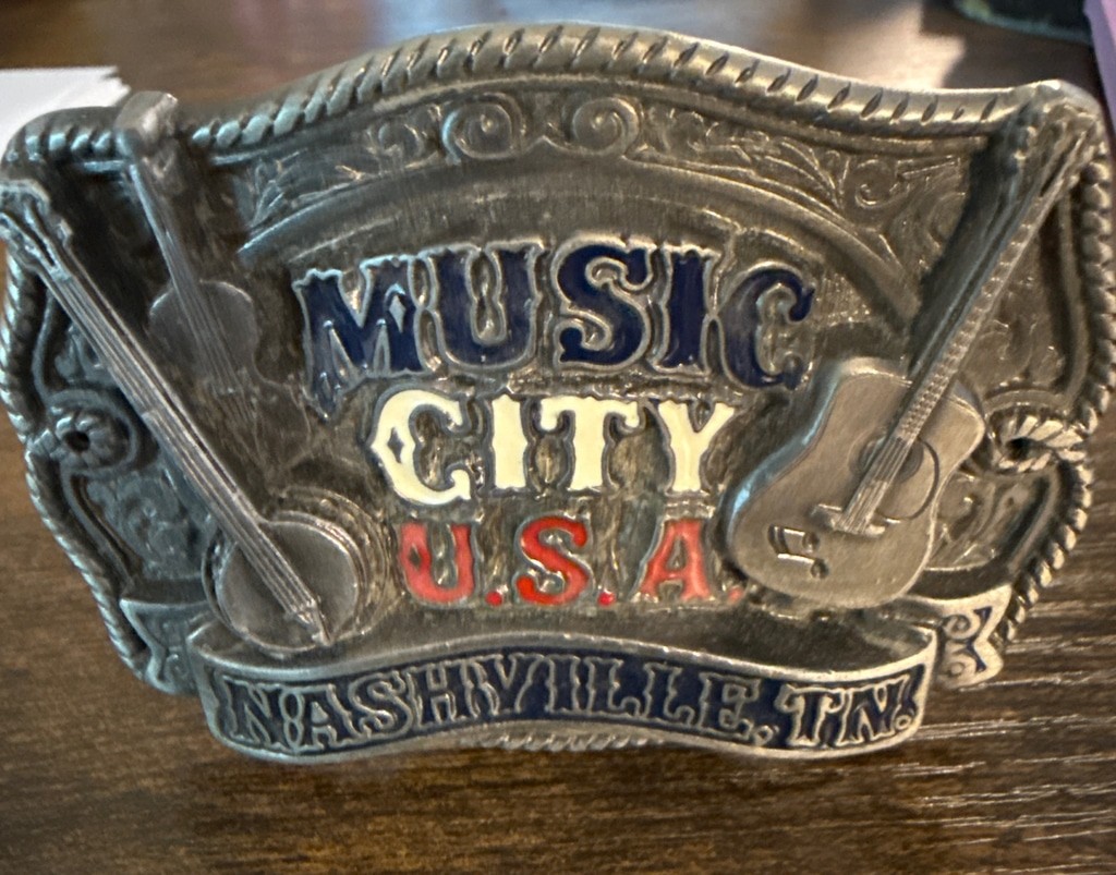 Vintage 1992 Music City USA Nashville TN Belt Buckle Country Music Banjo Guitar