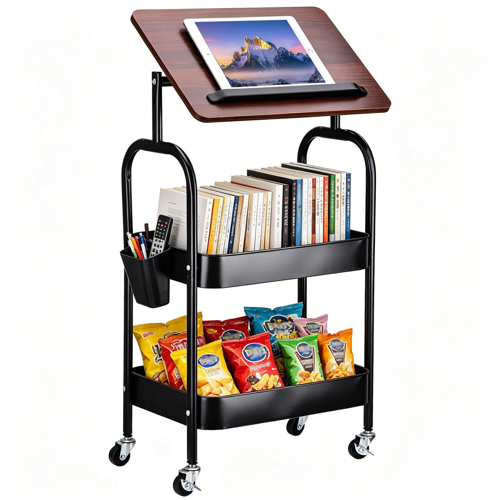 3 Tier Metal Rolling Utility Cart Organizer for Kitchen Bathroom Living room