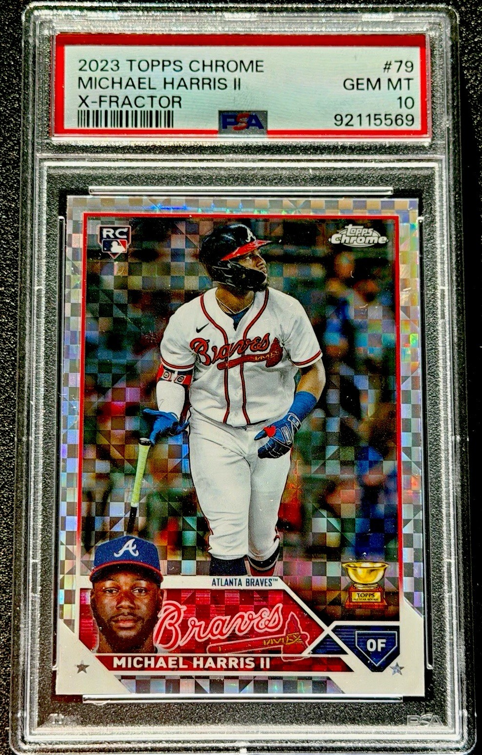 Topps 2023 Chrome X-Fractor Michael Harris II Rookie #79 Atlanta Braves PSA 10