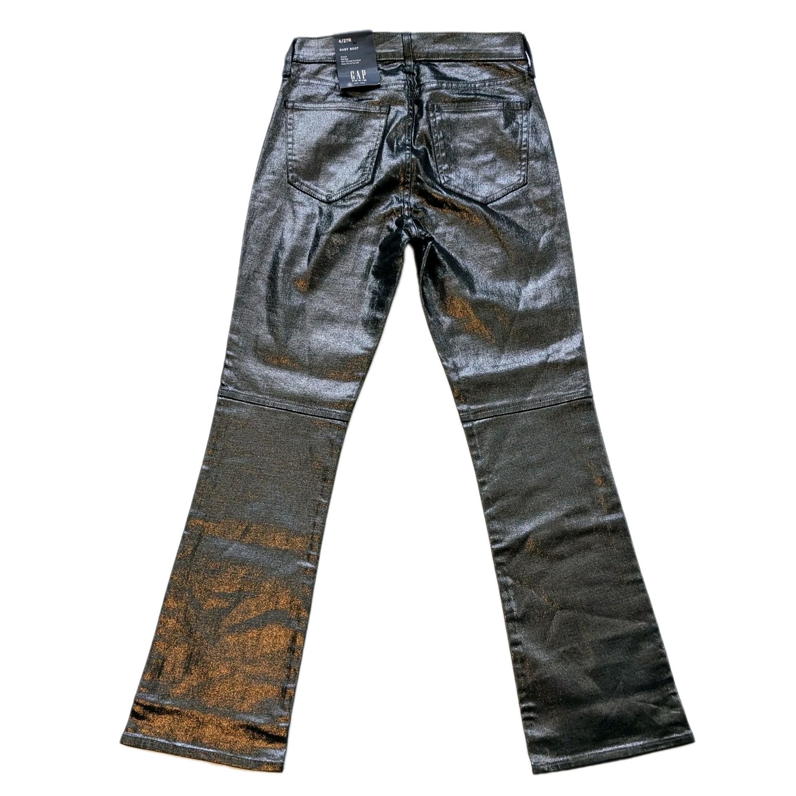 New NWT GAP Mid Rise Baby Boot Gray Silver Metallic JEANS Pants Womens 4 27 x 32