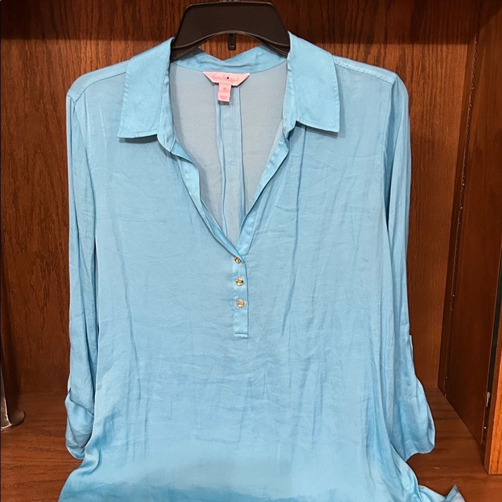Lilly Pulitzer Everglades Long Sleeve Blue Top Blouse Size M Lilly Pulitzer Everglades Long Sleeve Blue Top Blouse Size M