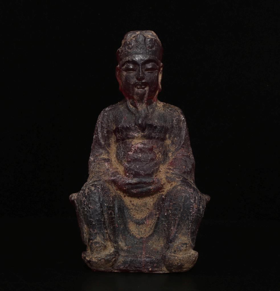 24CM Fine Old Chinese Amber Statue w/figure