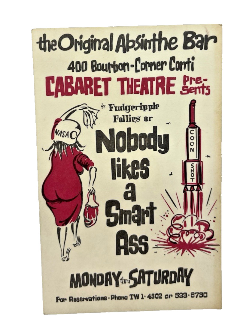 Vintage The Original Absinthe Bar New Orleans Civil Rights Movement 1960s Card