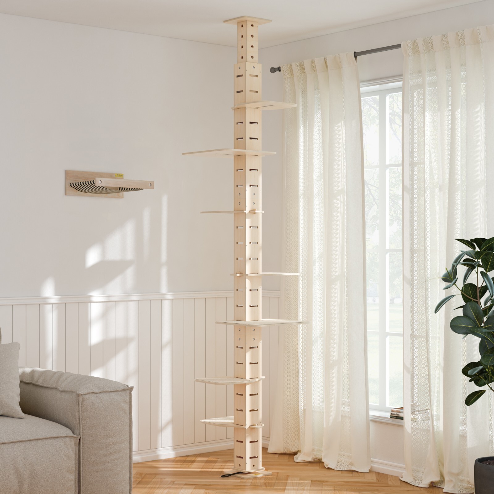 COZIWOW Cat Tree Tower Floor to Ceiling Adjustable Height Cat Climbing Tower