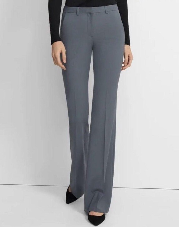 Theory Demitria Trouser Pants Wide Leg Gray Slate Wool Blend size 8 Blue Granite Theory Demitria Trouser Pants Wide Leg Gray Slate Wool Blend size 8 Blue Granite