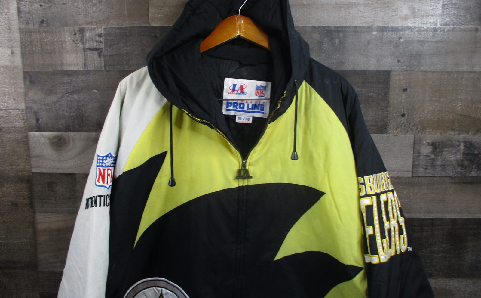 Vintage Pittsburgh Steelers Jacket Mens XL Black NFL Football Logo Athletic 90s