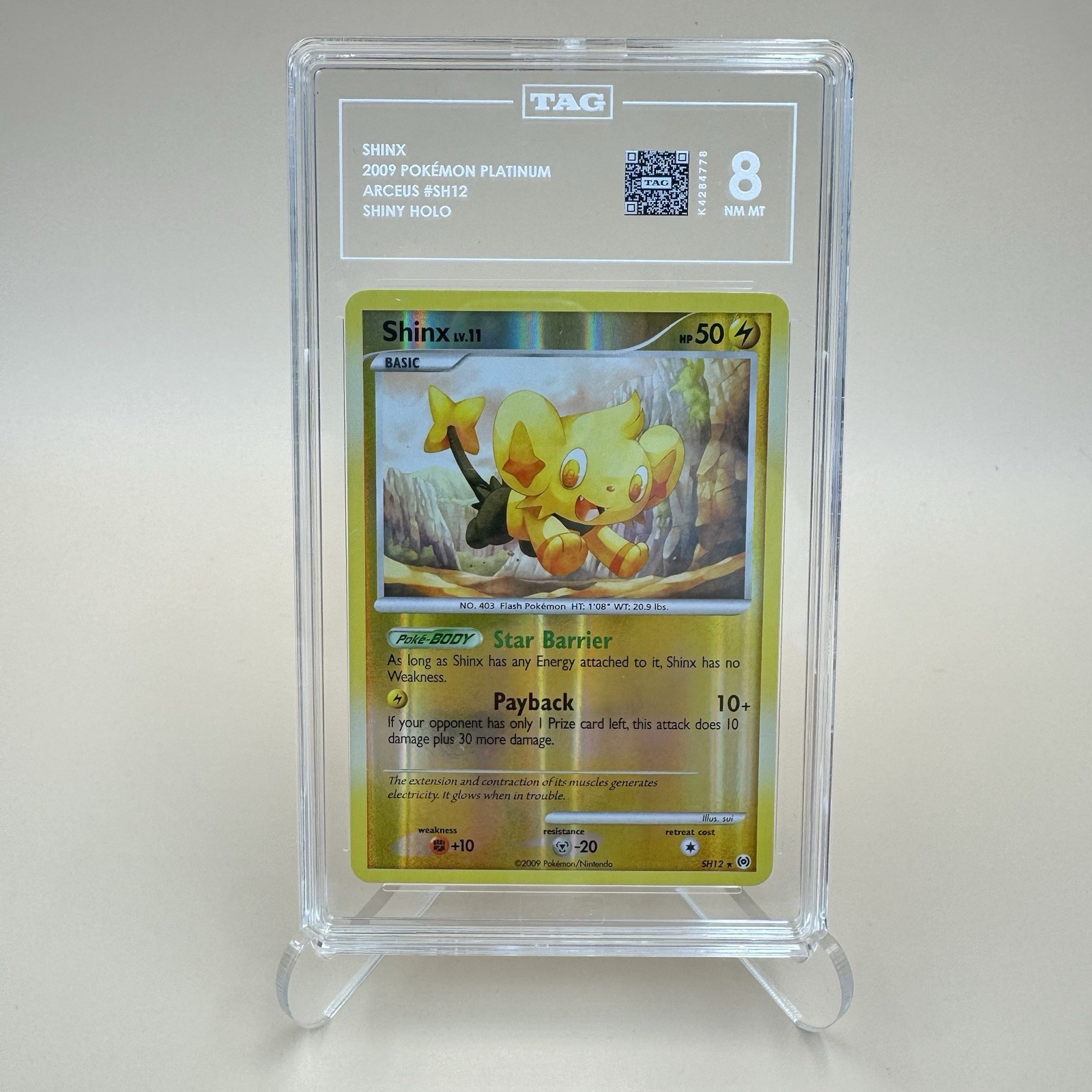 2009 Pokemon Arceus Shinx SH12 Reverse Holo Secret Shiny TAG 8 2009 Pokemon Arceus Shinx SH12 Reverse Holo Secret Shiny TAG 8