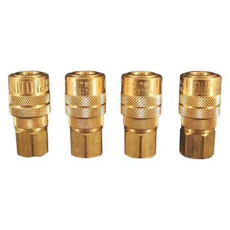 Milton S-715-4 M Style Coupler, 1/4 In Fnpt, Brass, Pk4