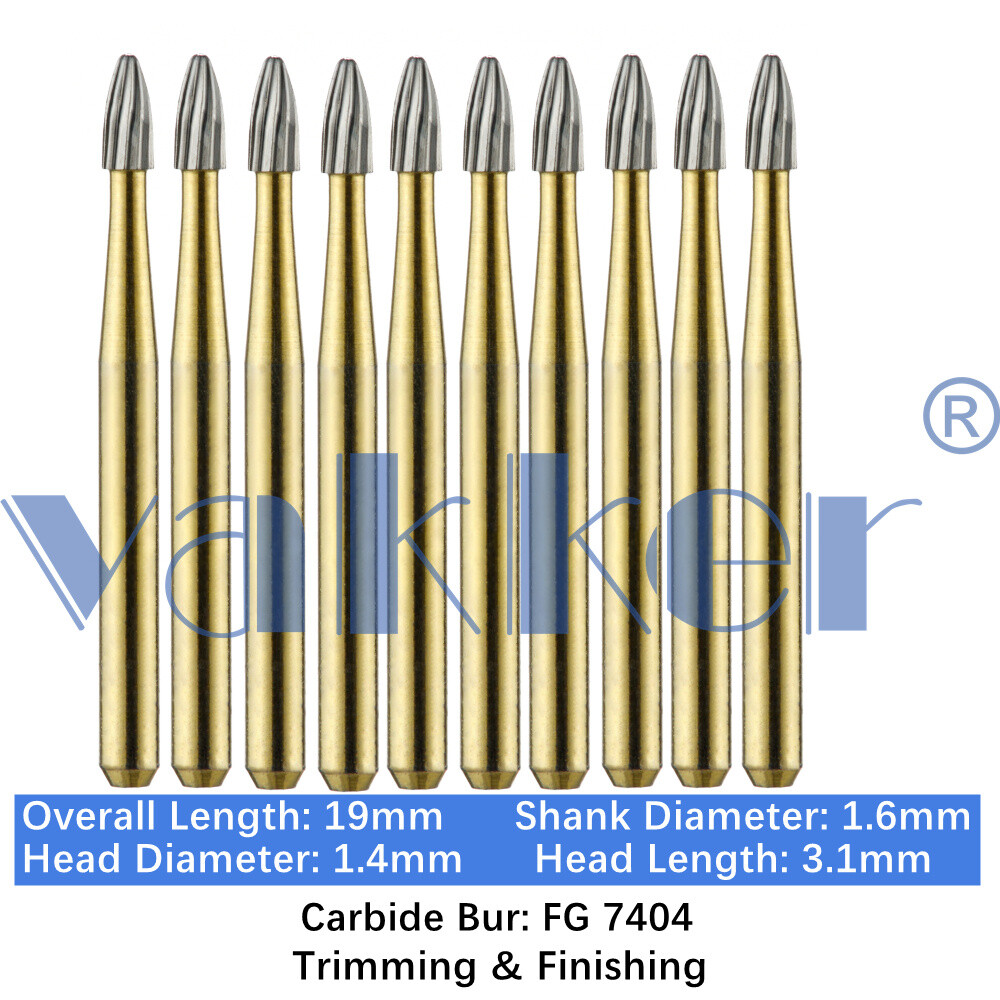 Vakker 10PC Dental Tungsten Carbide Burs FG Gold Trimming & Finishing High Speed Vakker 10PC Dental Tungsten Carbide Burs FG Gold Trimming & Finishing High Speed