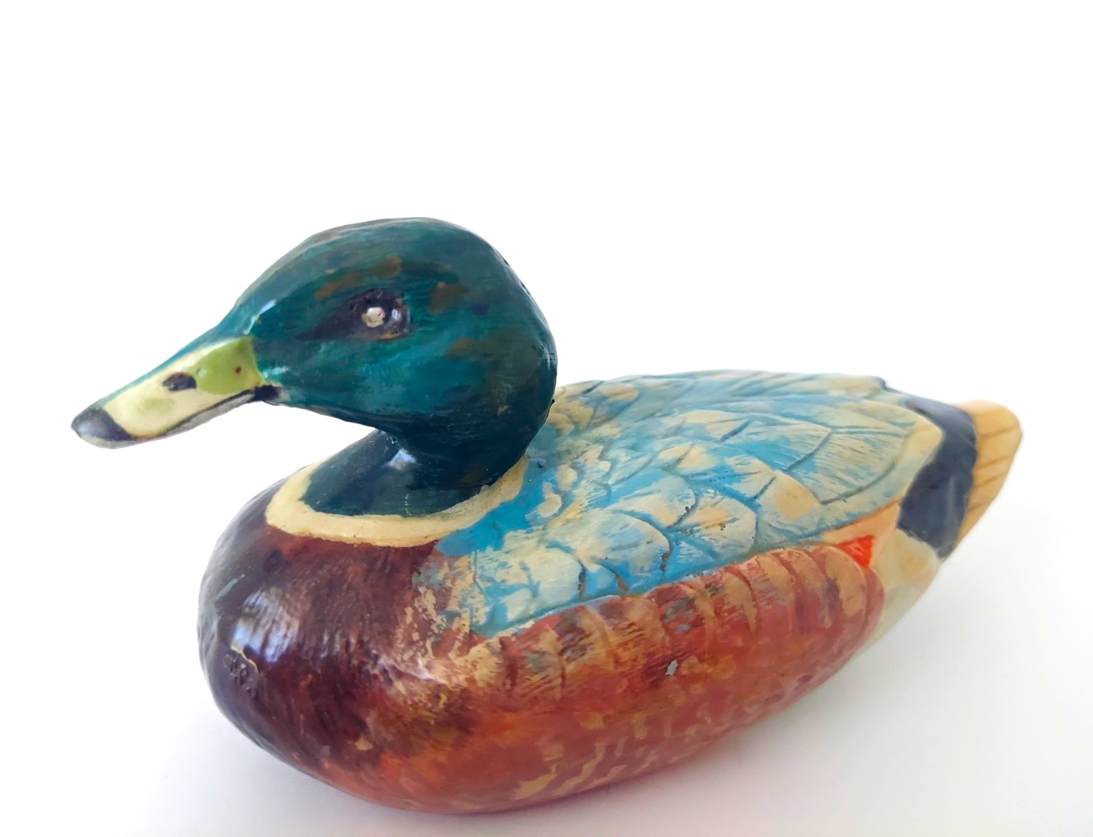Vintage Hand Carved Wood Mallard Duck Decoy Figurine Rustic Folk Art 6.5 Vintage Hand Carved Wood Mallard Duck Decoy Figurine Rustic Folk Art 6.5