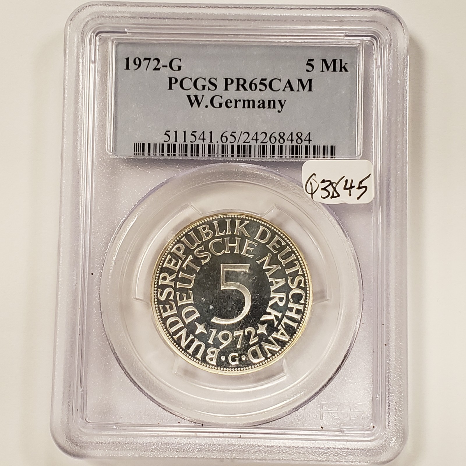 1972-G Germany Federal Republic 5 Mark  .2251 ASW - PCGS PR 65 CAM - SKU-Q3845