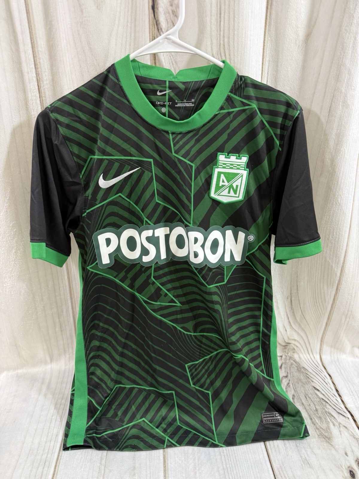 Nike Atletico Nacional Postobon Men's S 2022/23 Soccer Jersey Shirt Black Green