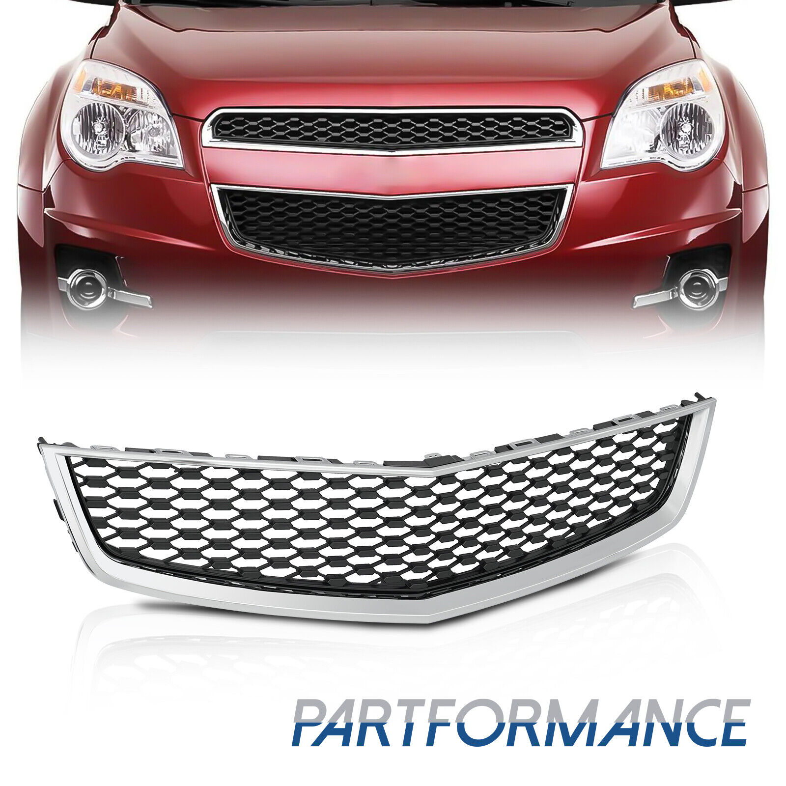 For 2010-2015 Chevrolet Equinox Front Lower Grille Chrome Shell Black Insert