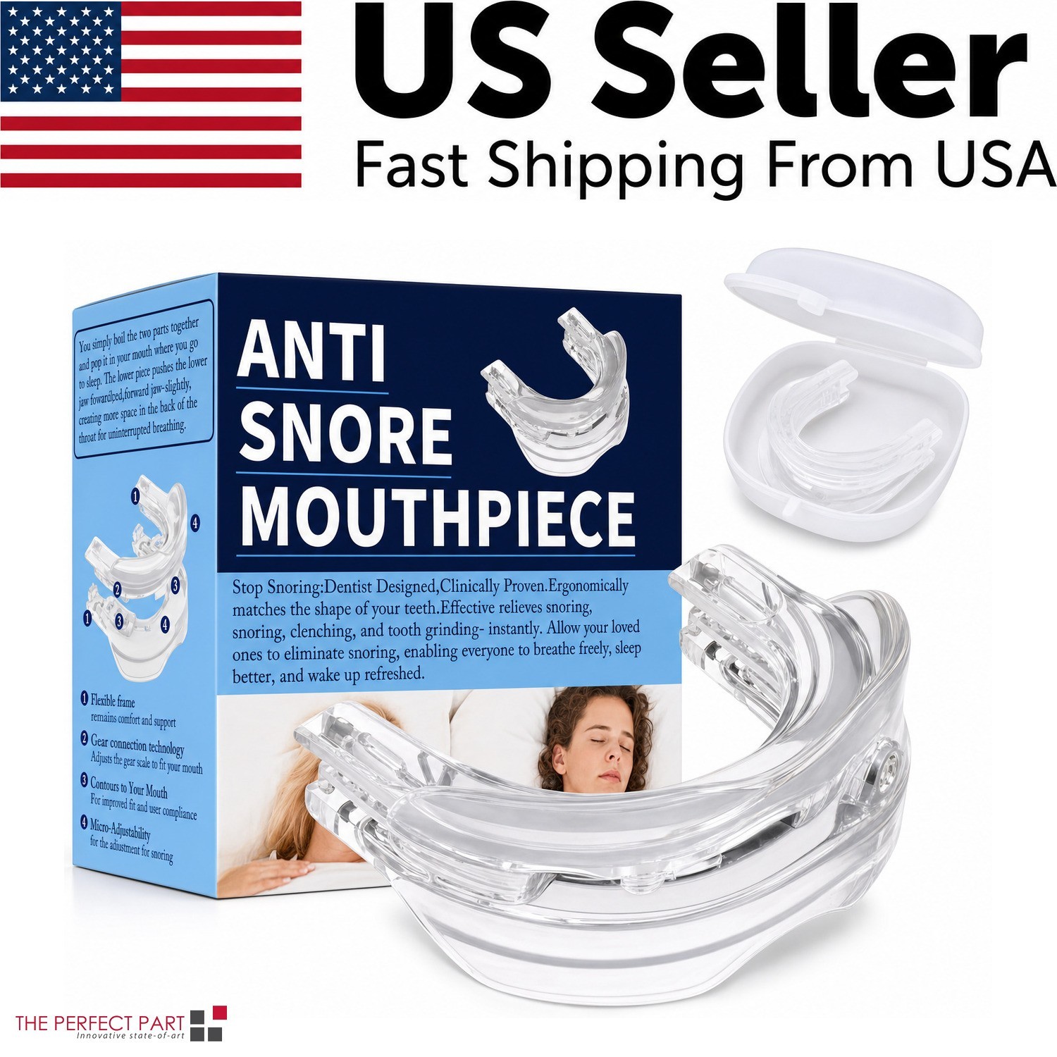 Sleep Aids Anti Snore Mouthpiece Mouth Guards Stop Snoring Adjustable Bruxisms
