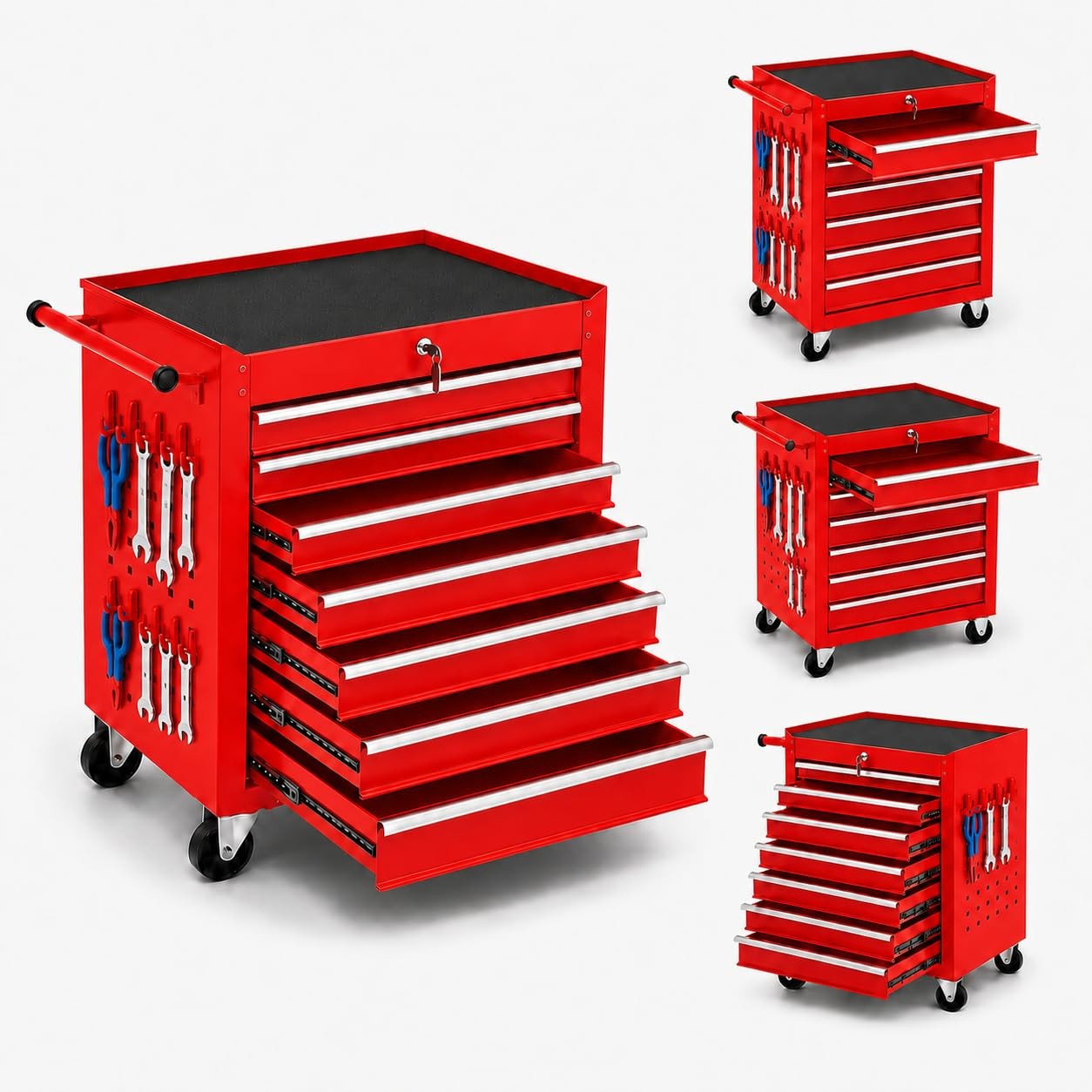 7 Drawers Rolling Tool Chest Tool Box Lockable Tool Storage Cabinet for Garage
