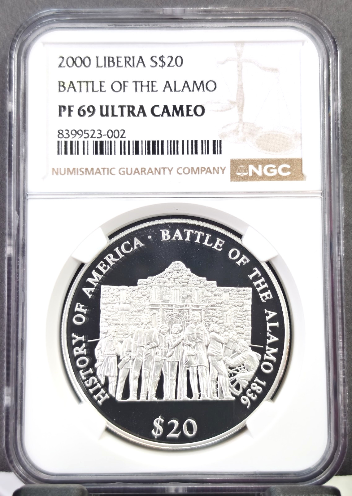 2000 LIBERIA SILVER 20 DOLLARS BATTLE OF THE ALAMO NGC PF 69 ULTRA CAMEO TOP POP 2000 LIBERIA SILVER 20 DOLLARS BATTLE OF THE ALAMO NGC PF 69 ULTRA CAMEO TOP POP