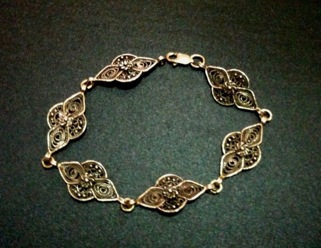 VINTAGE WOMEN NEW SILVER 925 BRACELET IN FILIGREE-ANTIQUE MODEL-AWES0ME
