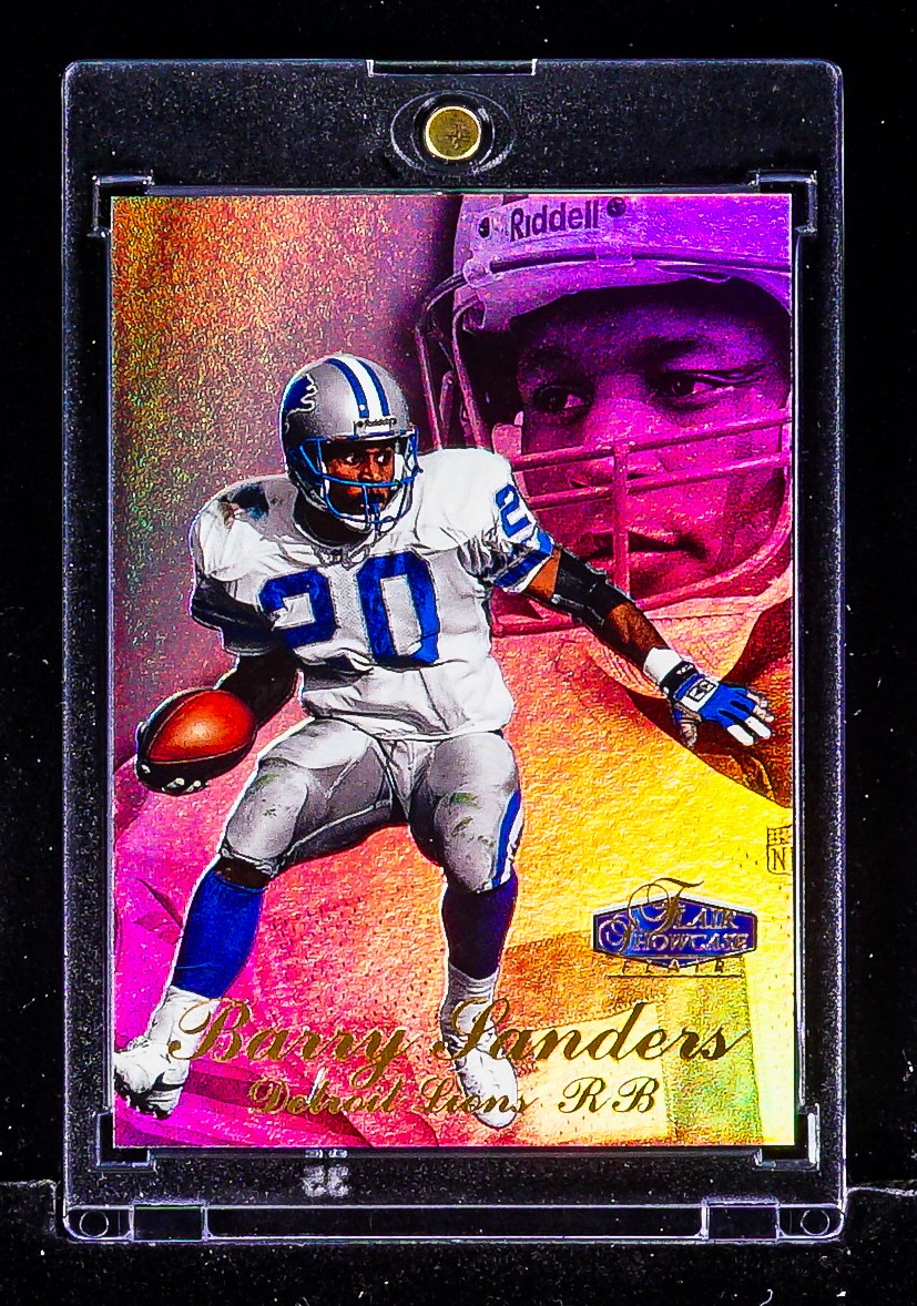 Barry Sanders RARE FLAIR SHOWCASE GRIDIRON LEGEND CARD DETROIT LIONS MVP HOF